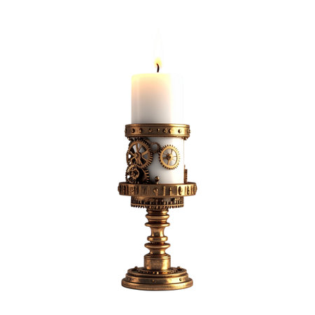 Candlestick with a candle on a white background. 3d renderingの素材