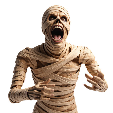 Scary mummy isolated on white background. Halloween and horror concept.の素材