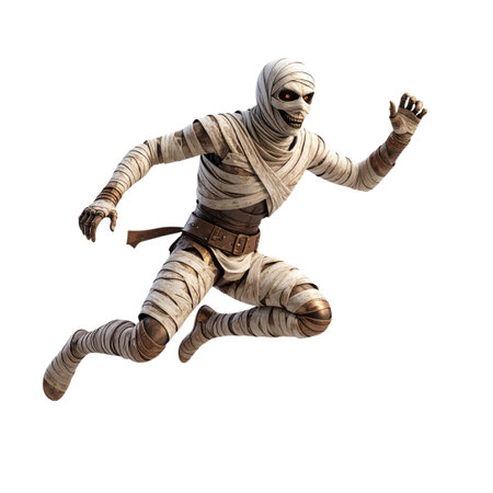 3D rendering of a fantasy hero isolated on white background with clipping pathの素材