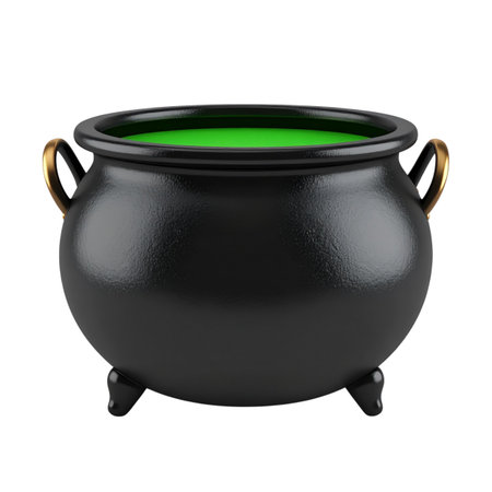 Halloween witch cauldron isolated on white background. 3d renderの素材