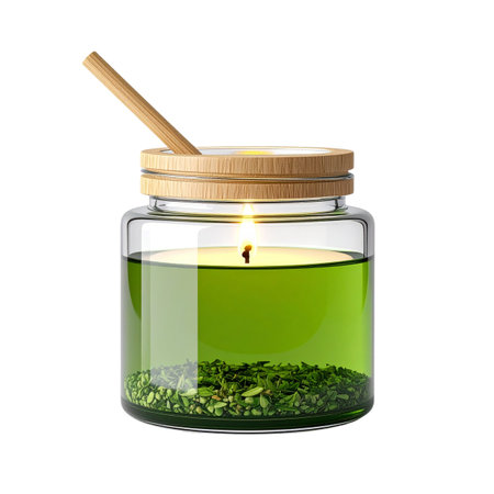 Green tea in a jar isolated on white background. 3d illustrationの素材
