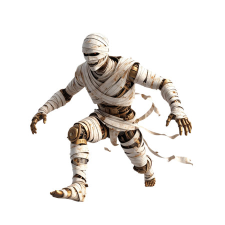 3D rendering of a mummy isolated on white background with clipping pathの素材