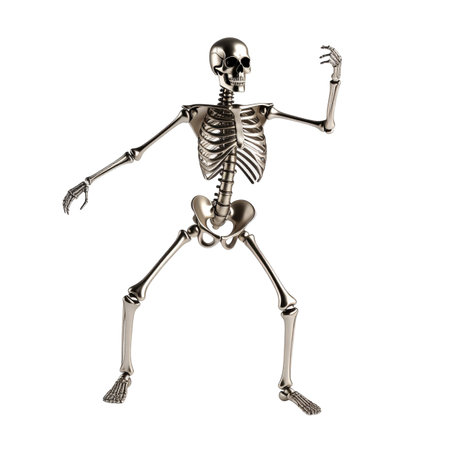 Skeleton isolated on white background. 3d render. Human skeleton.の素材