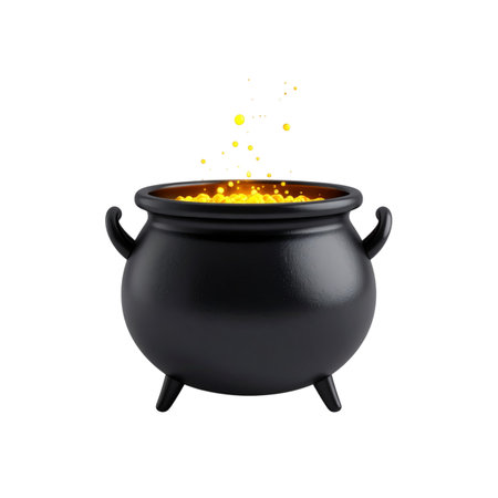 Halloween witch cauldron isolated on white background. 3d illustrationの素材
