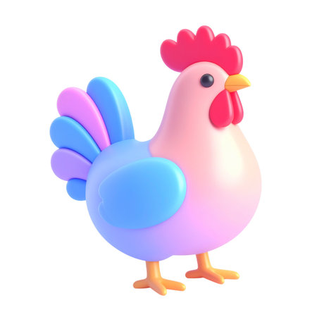 a close up of a toy chicken with a red headの素材