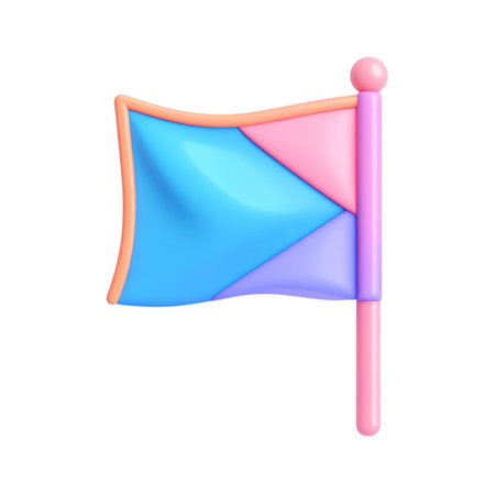 a close up of a flag with a pink and blue triangleの素材