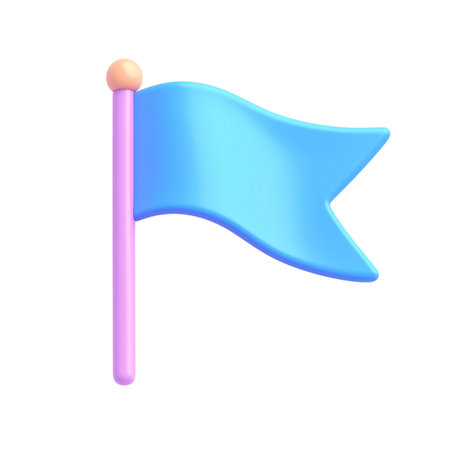 a close up of a blue flag with a pink poleの素材