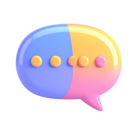 a close up of a speech bubble with four dots on itの素材