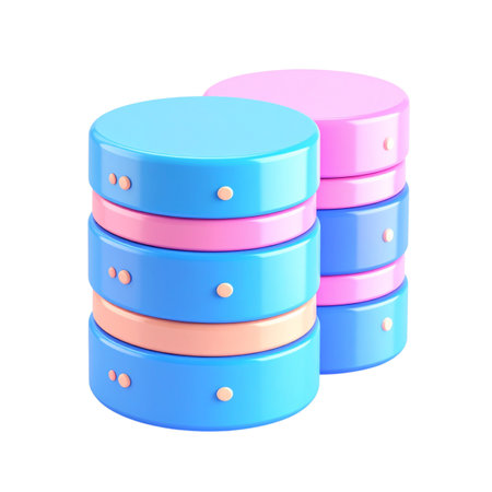 there are three stacks of blue and pink boxes stacked on top of each otherの素材
