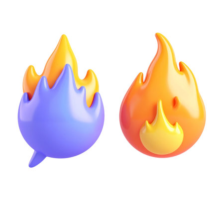 there are two different colored fire balls on a black backgroundの素材