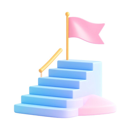 a close up of a stair with a flag on top of itの素材