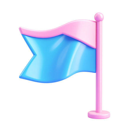 there is a pink and blue flag on a poleの素材