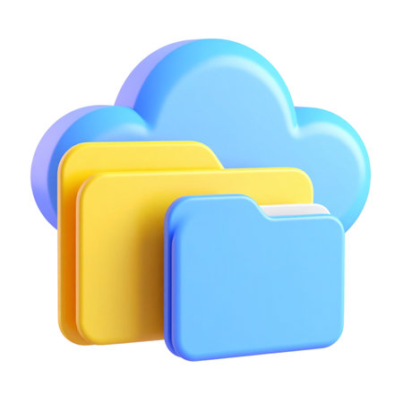 three folders with a cloud icon on top of themの素材