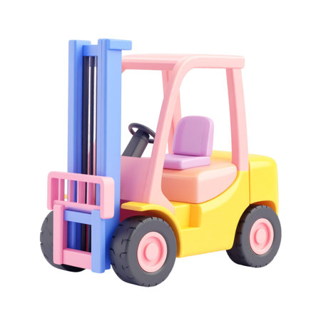 a close up of a toy forklift truck with a forkの素材