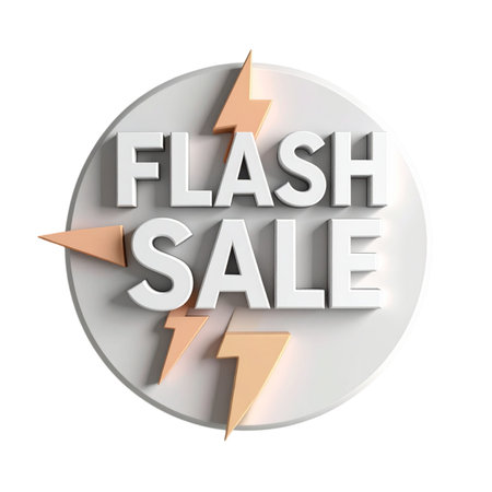 a close up of a flash sale sign with lightning boltsの素材