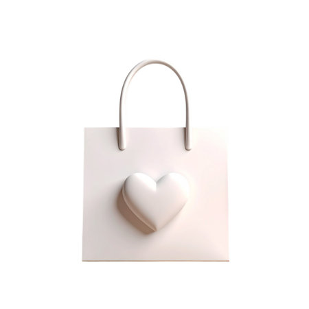 there is a white bag with a heart on itの素材