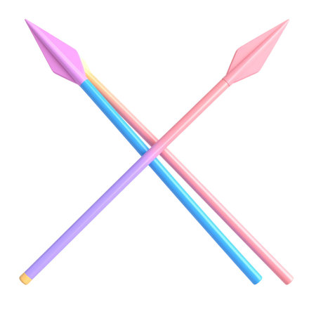 two pink and blue arrows are crossed on a black backgroundの素材