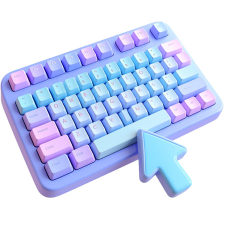there is a computer keyboard with a blue and pink keypadの素材