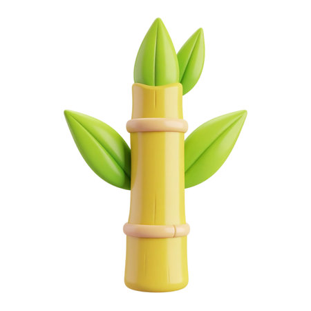 there is a yellow bamboo plant with green leaves on itの素材