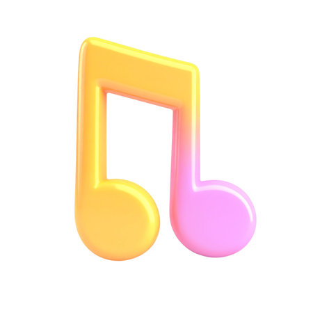 a close up of a yellow and pink musical note on a black backgroundの素材