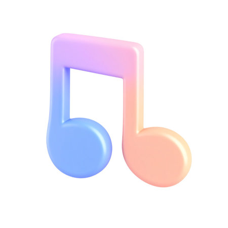 there is a small plastic musical note with a pink and blue oneの素材