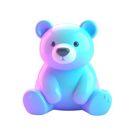 there is a blue teddy bear sitting on a black backgroundの素材