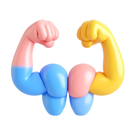 a close up of a colorful arm with a fist on itの素材