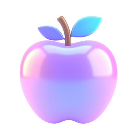 there is a purple apple with a leaf on itの素材