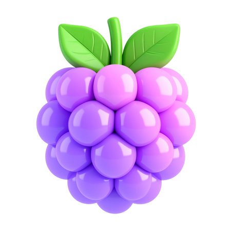 a close up of a purple and green fruit with leavesの素材