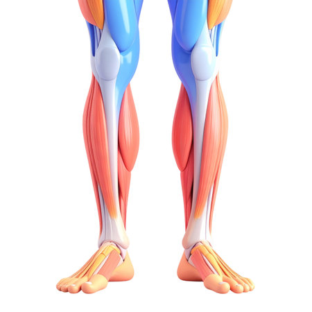 a close up of a person ' s legs with muscles highlightedの素材