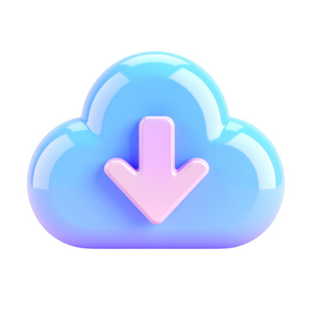 a close up of a cloud with a down arrow on itの素材