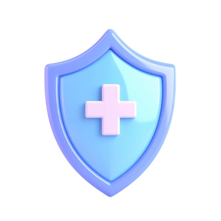 a close up of a blue shield with a cross on itの素材