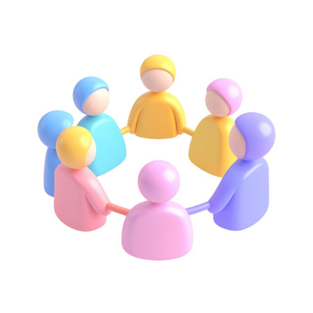 a close up of a group of people holding hands in a circleの素材