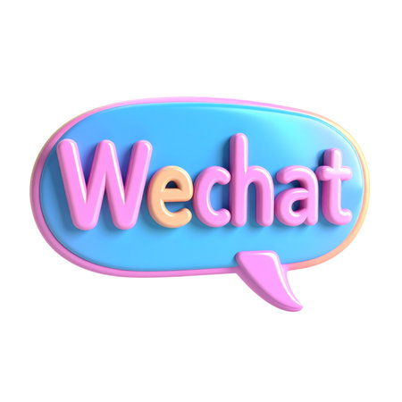 a close up of a speech bubble with the word wechat in itの素材