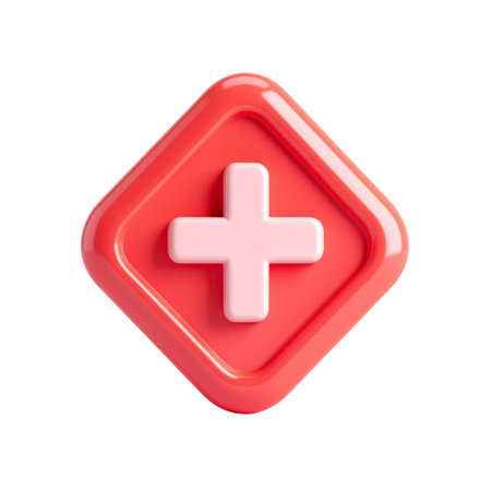 a close up of a red and white plus sign on a black backgroundの素材