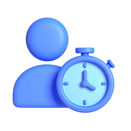 there is a blue clock with a man on itの素材