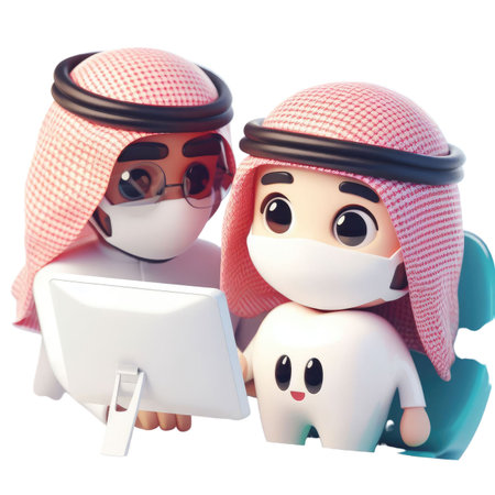 There Are Two People Wearing Masks And Sitting At A Computerの素材