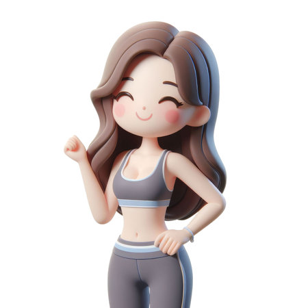 A Close Up Of A Cartoon Figure Of A Woman With A Sports Braの素材