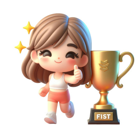 A Close Up Of A Person Holding A Trophy With A Thumbs Upの素材