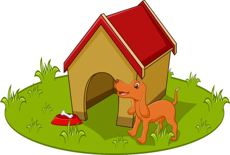 Cute dog cartoon with homeのイラスト素材