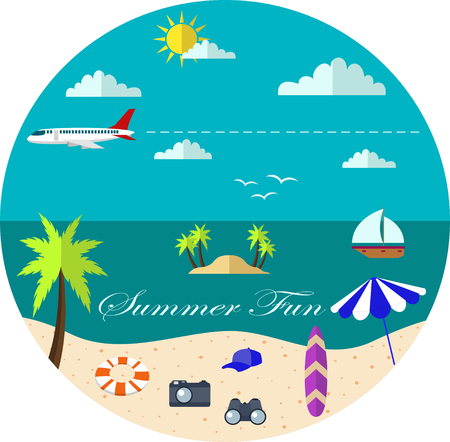 illustration of template for holiday on sea beachのイラスト素材