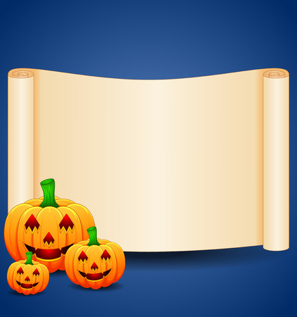 Halloween background with blank signのイラスト素材
