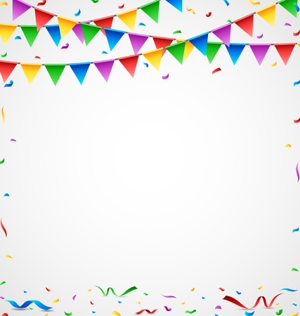 Colorful confetti on white backgroundのイラスト素材
