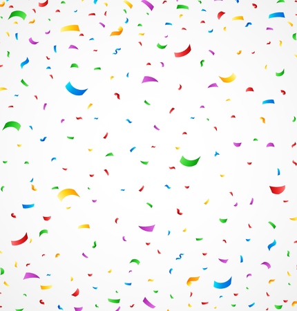 Colorful confetti on white backgroundのイラスト素材