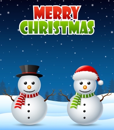 Christmas background with snowmanのイラスト素材