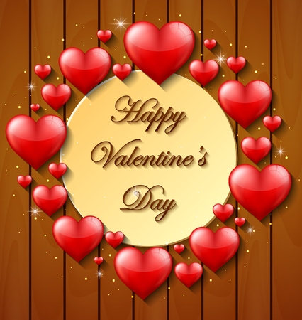 Valentines Day background on wooden textureのイラスト素材