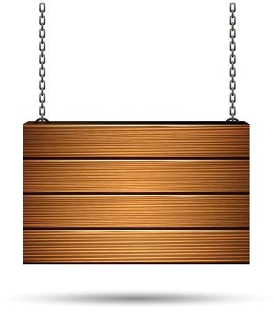 wooden board on the chainsの写真素材
