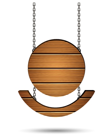 wooden board on the chainsの写真素材