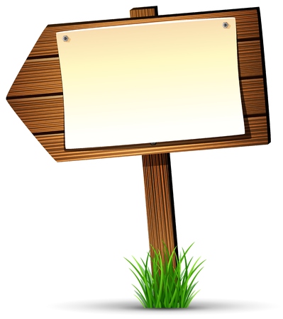 Wooden sign with paper scrollの写真素材