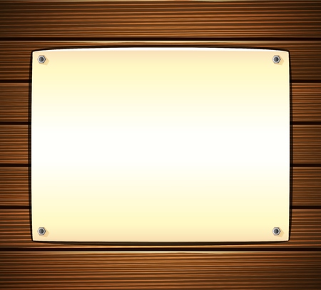 Paper on wooden wallの写真素材
